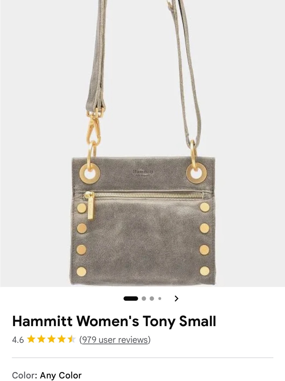 Hammitt Tony Small Crossbody in Gray Suede with Gold Hardware